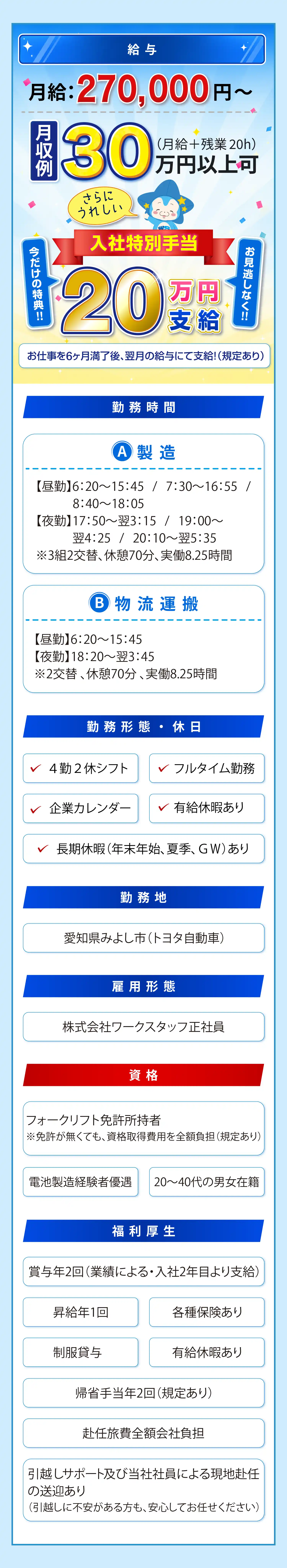 給与・勤務時間・勤務地